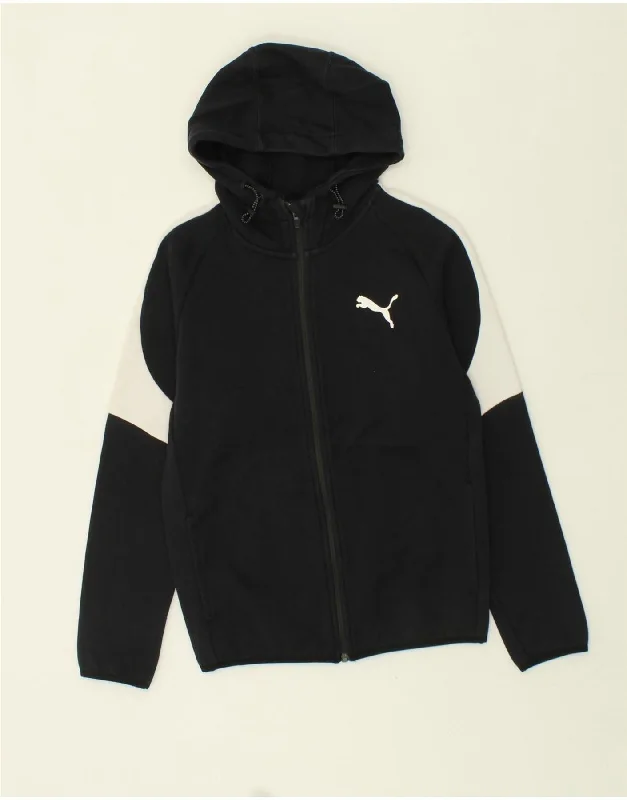 PUMA Mens Zip Hoodie Sweater Small Black Colourblock Cotton