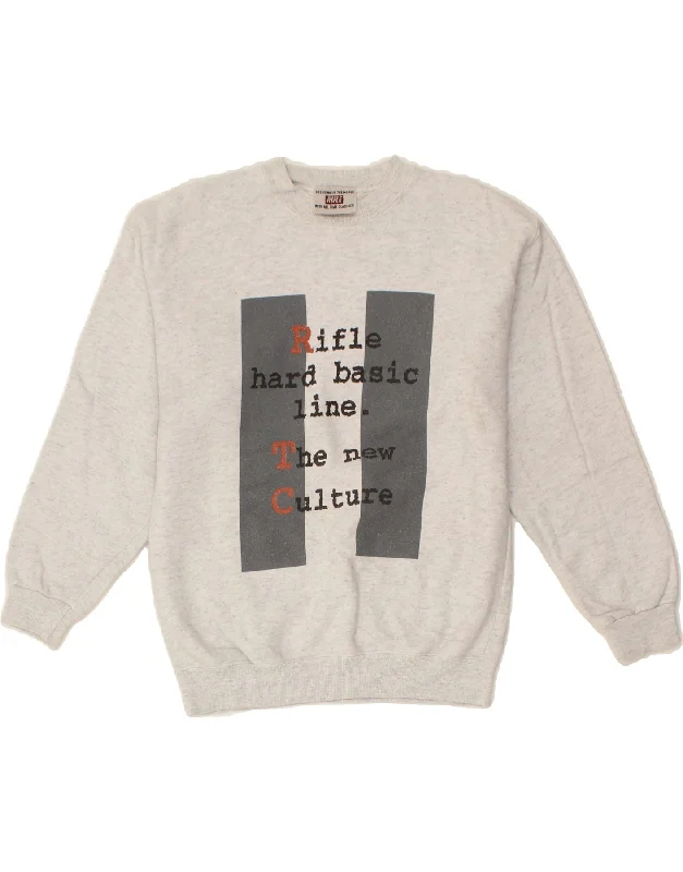 RIFLE Boys Graphic Sweatshirt Jumper 9-10 Years Grey Cotton