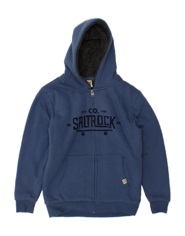 SALTROCK Boys Graphic Zip Hoodie Sweater 11-12 Years Navy Blue