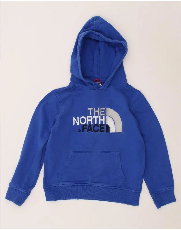 THE NORTH FACE Boys Graphic Hoodie Jumper 9-10 Years Medium Blue Cotton