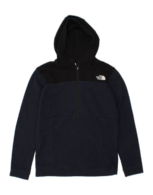 THE NORTH FACE Boys Hoodie Jumper 14-15 Years XL Navy Blue Colourblock