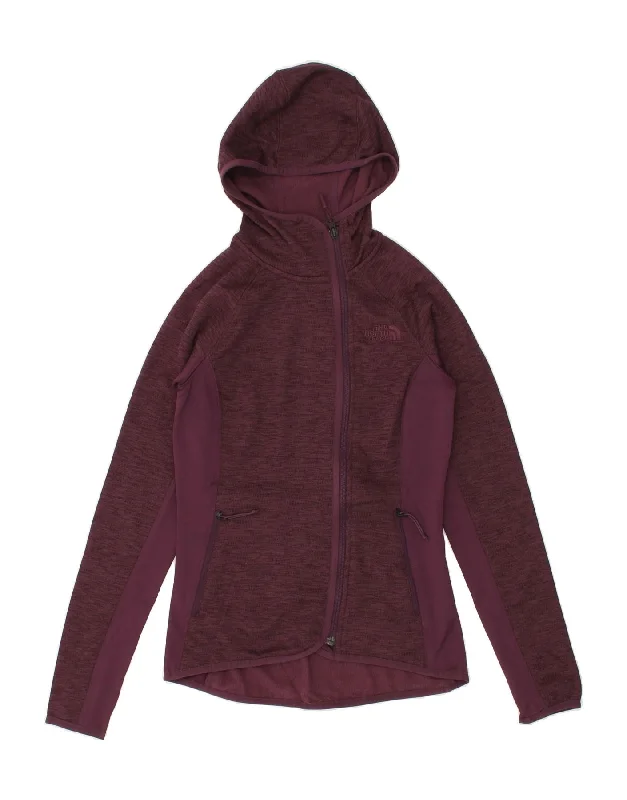 THE NORTH FACE Womens Zip Hoodie Sweater UK 6 XS Burgundy Colourblock