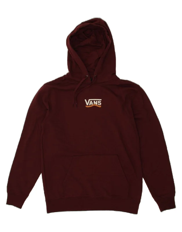 VANS Mens Graphic Hoodie Jumper Small Burgundy Cotton