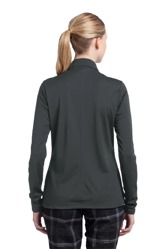 Nike Womens Stretch Tech Dri-Fit Moisture Wicking Long Sleeve Polo Shirt - Anthracite Grey