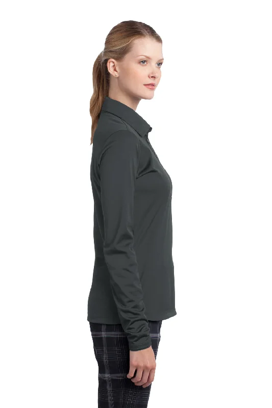 Nike Womens Stretch Tech Dri-Fit Moisture Wicking Long Sleeve Polo Shirt - Anthracite Grey