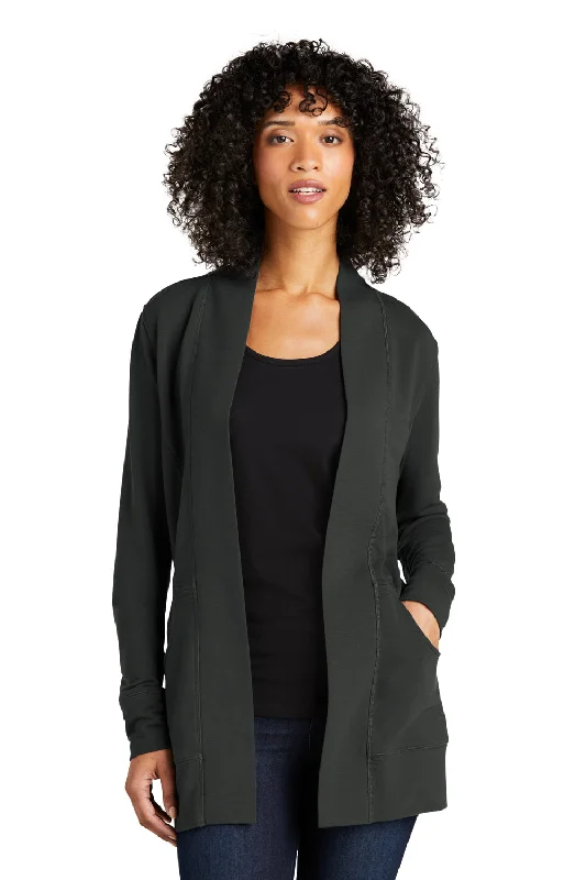 Port Authority Womens Microterry Snag Resistant Long Sleeve Cardigan Sweater - Charcoal Grey