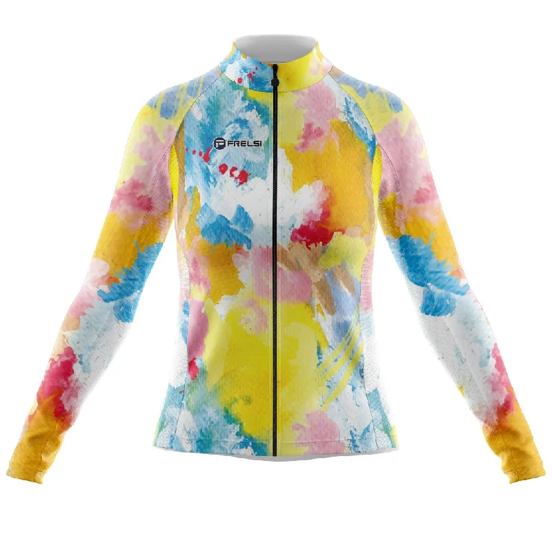 NEW! Watercolor Pedal Splash  | Women's Long Sleeve Cycling Jersey