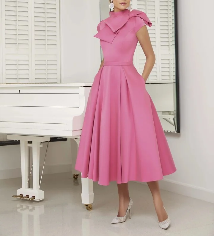 Tailor Shop Mother of Bride Dresses Bride Mothers Outfit Party Dress Plus Size Pink Candy Color Occasion Wear Bow Dress Tunics Winter warm Tailor Shop Mother of Bride Dresses Bride Mothers Outfit Party Dress Plus Size Pink Candy Color Occasion Wear Bow Dress Tunics Winter warm